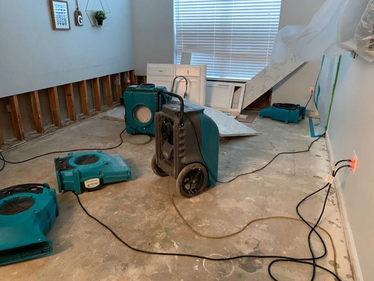 Dehumidifier in flood-cut room for Water Damage Restoration in East Bay